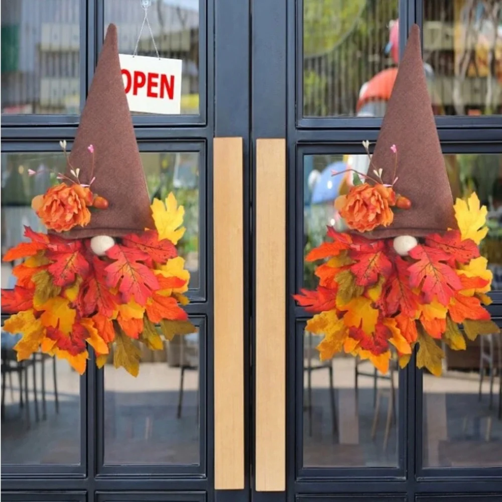 Autumn Maple Leaves Wreath For Front Door/Back Door Decoration - Picture 4 of 6